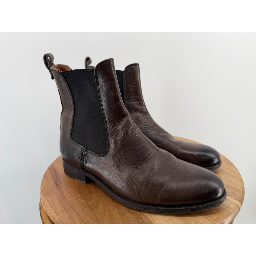 Frye Women Dark Brown Distressed Leather Chelsea Boots 3475454 SLT Size 7.5 B - Picture 3 of 12